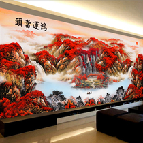 Hongyun Dangtou cross stitch 2021 New thread embroidery living room flowing water wealth landscape landscape painting embroidery hand embroidery