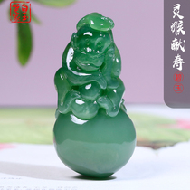 White Jade Family and Tian Yubi jade Microcat Eye Lingling Monkey Birthday Pendant Mens Zodiac Jade Pendant Female Jade Jade Jade