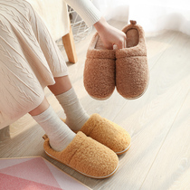 Cotton slippers for women thick bottom winter couple indoor home with non-slip waterproof home confinement warm plush slippers for men