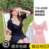 Big Code Swimsuit Woman Fat Mm Veil Belly Button Slim Conservative Bubble Hot Springs Gather Conjoined Dress Swimmer Moms