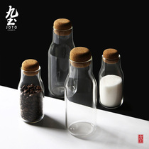 Nine-earth handmade glass Home Packaged Tea Leaf Jars Storage Jar Coffee Bean Seal Tank Suit Transparent Milk Sugar Jars