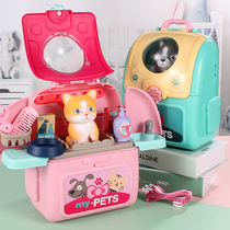 Childrens pet backpack toy set simulation house cat little baby 3-6 year old 5 birthday gift
