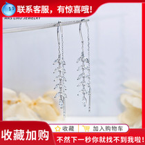 Mrs Liao Jewelry Diamond earrings Leaves leaves ear line stud earrings Women 18K gold Custom Olive branch drop earrings