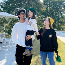 Fried Street parent-child clothing autumn clothing 2021 new a family of three mother and woman women Korean version of foreign style printing sweater tide