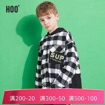 hoo boy plaid jacket shirt long sleeve 9 childrens clothing 165-175-185 youth spring and autumn cotton tide 180