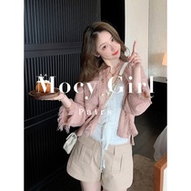 Sandro asw small fragrance tweed coat female 2022 spring and autumn new Korean temperament sweet short cardigan