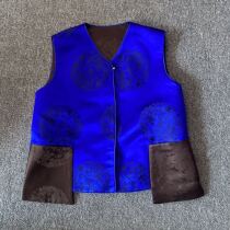 Cloud decoration totem 2021 original ethnic style womens clothing contrast design casual pocket horse clip loose personality top