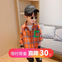 Zuoxi boys shirt Spring and Autumn long sleeve cotton Korean Plaid tide handsome foreign childrens shirt