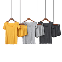 2020 Summer womens style thin pyjamas pyjamas with cardiovert shorts shorts short sleeves Agaric Side Repair of the home Suits Suit