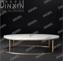 Nordic minimal modern round marble tea table sales building tea table coffee table stainless steel creative tea table