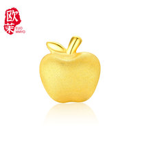 Gold apple transshipment beads 3d hard gold safe fruit Passepartout small gold apple pure gold 999 bracelet diy beads