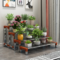 Stainless Steel Balcony Flower Shelf Iron Art Ladder Floor Type Multilayer Multi-Meat Living-room Set Outdoor Decorated Flower Pot Racks