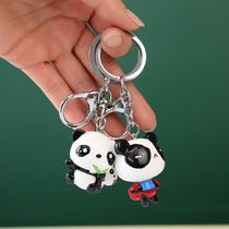 Resin Panda car keychain Creative ceramic key chain Bag accessories Chengdu cultural and creative tourism commemorative gifts
