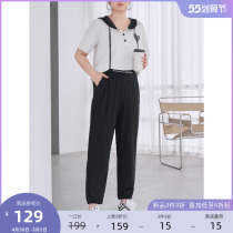 MSShe big code womens dress 2022 new summer fat mm embroidered oak high waist pit bar air conditioning beamline 90% pants