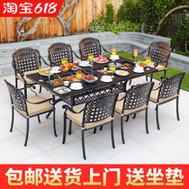 Outdoor Barbecue Table And Chairs Patio Terrace Garden Terrace Garden Electric Grilled Carbon Baking Eurostyle Iron Art Furniture Outdoor Cast Aluminum Suit Composition