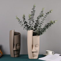 Nordic ins creative man face Flower Arrangement Vase decoration simple art ceramic ornaments living room glass transparent flower Ware