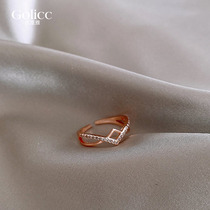 Rose gold cross ring woman fashionable index finger ring in cold wind style light luxury niche design