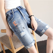 50% Denim Shorts Women 2022 Summer New Loose Slim High Waist Straight Drum Pants Big Code Hot Pants Horse Pants