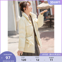 (clear cabin RMB120 ) big code womens clothing winter light extravagant fashion accessories small bear bag high collar bag cover pocket thickened cotton clog