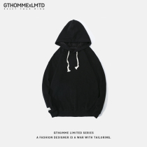 Spring and autumn new mens hooded sweater loose Korean trend plus velvet padded casual solid color wild coat