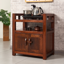 New Chinese dining side cabinet shelf Living room household full solid wood light luxury tea cabinet Retro wall storage tea side cabinet