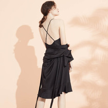 Sexy pajamas female spring and autumn high-grade simulation silk robe suspenders sleepwear nightgown morning robe female bride home suit