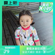 Korea ins net red Childrens one-piece swimsuit Girl baby bathing suit Sunscreen baby surf suit Swimsuit set