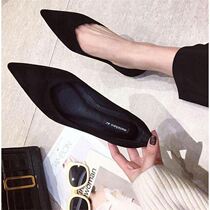 2022 new korean style single shoes female pointed toe shallow mouth gentle flat bottom ins the same style pointed toe shoes net red trend