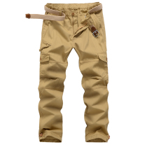 Pure Cotton Engineering Pants Mens Bunches Pants Loose Big Code Spring Autumn Long Pants Full Cotton Abrasion Resistant Electric Welts Multi-Pocket Casual Pants
