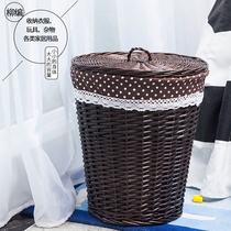 Wicker dirty clothes basket Rattan covered laundry basket Large bathroom clothes dirty clothes storage basket Woven basket