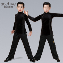  Childrens Latin dance clothing Boys Boys boys childrens gold velvet black practice clothes dance suit autumn and winter