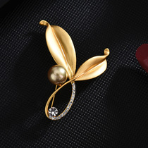 New Korean version of womens high-end suit corsage simple plant pin Coat accessories custom fashion leaf brooch