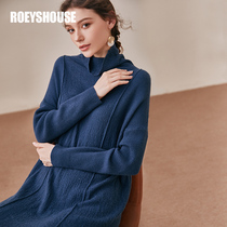 Luo Yi warm turtleneck sweater dress women winter dress New temperament solid color base knitted long skirt 01358