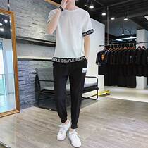 Ice Silk One Suit Mens Summer Short Sleeve Matching 90% Pants Two Sets Youth Folds Fashion Light And Thin Big Code Mens Clothing