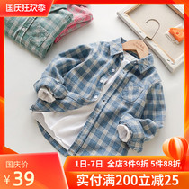 Childrens plaid shirt spring and autumn childrens clothing new baby handsome lapel casual top boys long sleeve shirt autumn clothes