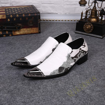 Personal bullet serpent stream shoes Korean edition Youth Dating leisurely leather shoes daily hairdresser iron pointed shoes