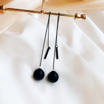 Long earrings cool dark silver needle temperament EAR thread female exquisite pearl earrings 2021 New Tide Net Red Summer