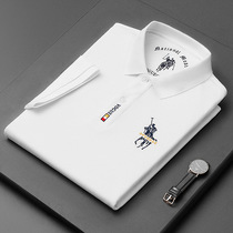 Cotton mens short sleeve polo shirt 2021 new high end summer white ice feel T-shirt lapel Paul long sleeve mens