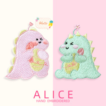 Cute dinosaur embroidery stickers clothes decoration mobile phone self-adhesive Dragon bag ipad mobile phone case Sticky Stickers