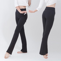 Dance pants female adult straight tube micro long pants modern dance teacher body aerobics yoga black gymnastics pants
