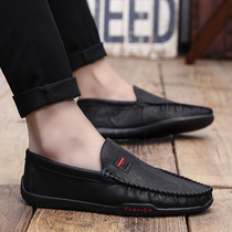 Soybean shoes men leather breathable casual leather shoes spirit of the young man a foot pedaling men's shoes a lot of driving shoes ins