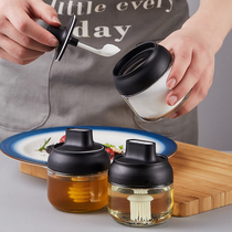 Kitchen household condiment glass bottle moisture-proof monosodium glutamate salt jar barbecue seasoning box spoon lid set