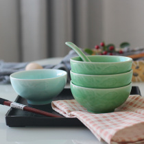 Celadon household Chinese rice bowl nice bowl 4 5 inch ceramic bowl porridge small Bowl dessert noodle bowl