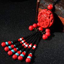 Natural red cinnabar car accessories car accessories car ornaments safety Wealth God brave Guanyin car hanging gifts