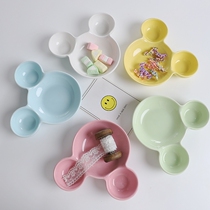Mickey childrens ceramic tableware dividing plate creative cute cartoon baby eating plate anti-scalding ceramic supplementary Bowl