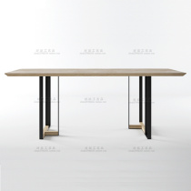 Nordic solid wood desk Conference table Desk long table Simple retro wrought iron dining table creative designer furniture