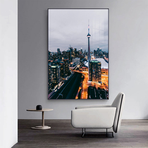 Porch decorative painting city landscape photography modern large living room entrance mural corridor aisle end hanging painting