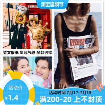 Studio photography props Creative street shooting location Wedding photo shooting Literature and art English Old newspaper Fresh cotton cup