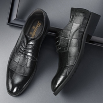 Tide brand leather shoes men 2021 autumn and winter New Men business dress casual shoes British youth pointed plus velvet wedding shoes