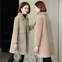 zqqz cashmere coat women long mink fur collar hair one new wool fur coat 2235